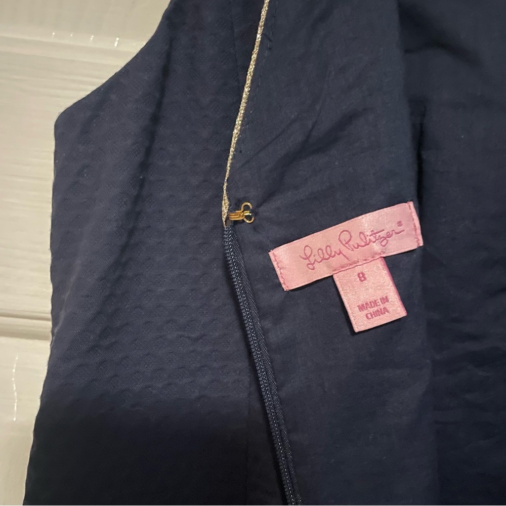 Lilly Pulitzer Junie Shift Dress Navy Blue Gold LIKE NEW - Picture 7 of 10